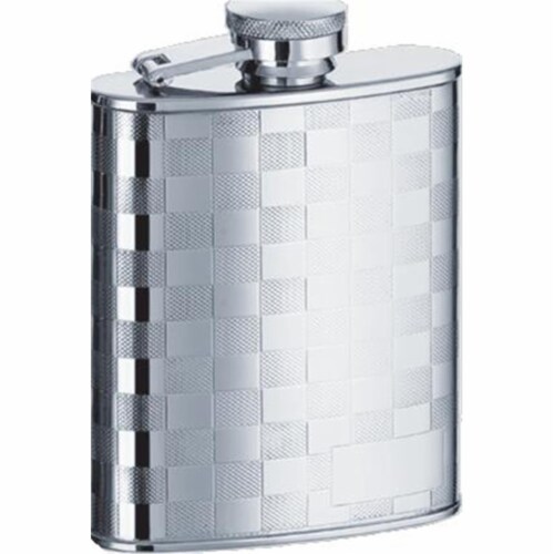 Mate Checker Design Stainless Steel 8oz Hip Flask Perspective: front