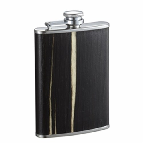 Bark Exotic Dark Wood Liquor Flask - 7 oz Perspective: front