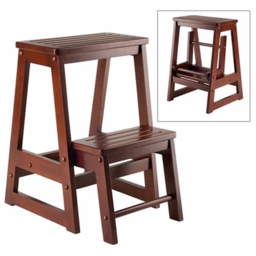 Folding Step Stool Walnut Solid Composite Wood 1 City Market