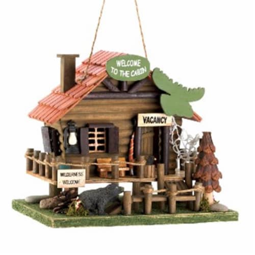 Woodland Cabin Birdhouse Perspective: front