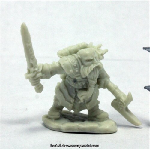 25mm Scale Durgam Deepmug, Dwarf Hero for Werner Klocke Perspective: front