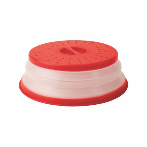 Collapsible Microwave Food Cover Plastic & Metal - Red & White