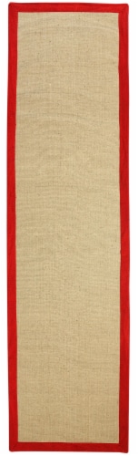 Jute With Red Cotton Border Runner Rug Perspective: front