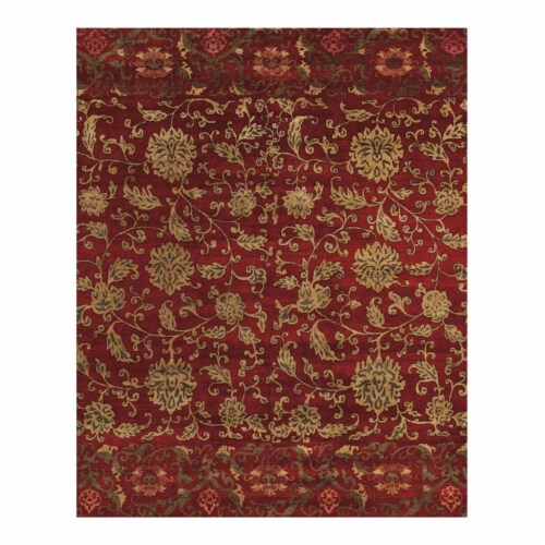 Feizy Vardo 7'9  x 9'9  Fine Oriental Wool Area Rug in Deep Red/Honey Gold Perspective: front