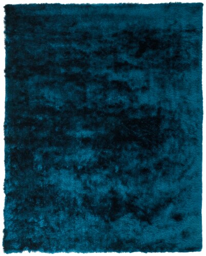 Feizy Rugs Indochine Plush Shag Area Rug with Metallic Sheen - Deep Teal Blue Perspective: front