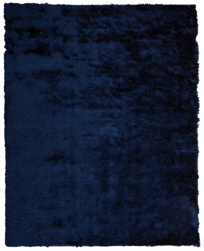 Feizy Rugs Indochine Plush Shag Rug with Metallic Sheen Area Rug - Dark Blue Perspective: front