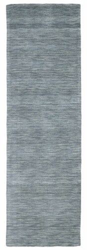 Feizy Rugs Dusty Blue Luna Hand Woven Marled Wool Runner Rug Perspective: front
