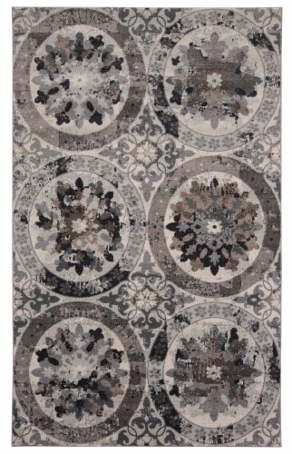Feizy Rugs Sorel Contemporary Floral Mosaic Area Rug -  Silver Mink/Cool Gray Perspective: front