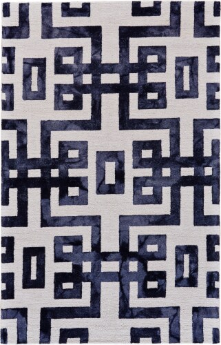 Feizy Lorrain Tufted Greek Key Wool Area Rug - Noir Black Perspective: front