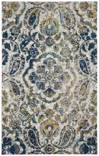Feizy Rugs Brixton Ombre Medallion Area Rug - Teal Blue/Gold Perspective: front