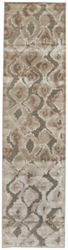 Feizy Rugs Silver Gray/Taupe Saphir Zam Metallic Ikat Runner Rug Perspective: front