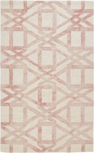 Feizy Rugs Lorrain Geometric Patterned Wool Area Rug - Blush Pink Perspective: front