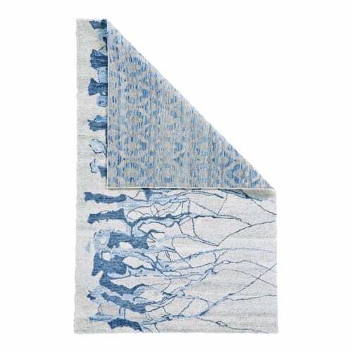Feizy Cosmo 7'3  x 9'3  Luxe Reversible Abstract Fabric Rug in Dazzling Blue Perspective: front