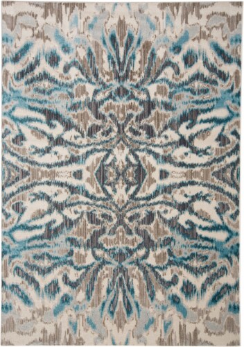 Feizy Keats Abstract Ikat Print Accent Rug - Crystal Teal/Taupe Perspective: front
