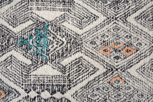 Feizy Rugs Arazad Tufted Tribal Diamond Accent Rug - Black/Orange/Teal Perspective: front