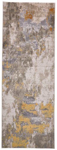 Feizy Rugs Waldor Metallic Abstract Aea Rug - Golden Glow/Ivory Perspective: front