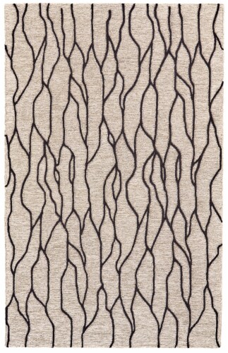 Feizy Rugs Enzo Minimalist Abstract Wool Accent Rug - Warm Taupe/Black Perspective: front