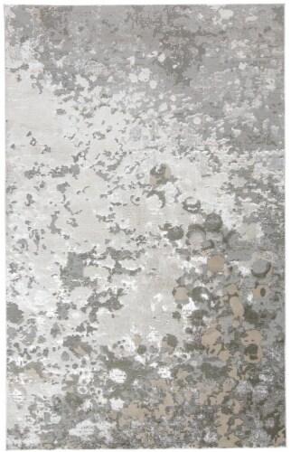 Feizy Micah Modern Metallic Fluid Area Rug - Silver/Ivory Bone Perspective: front