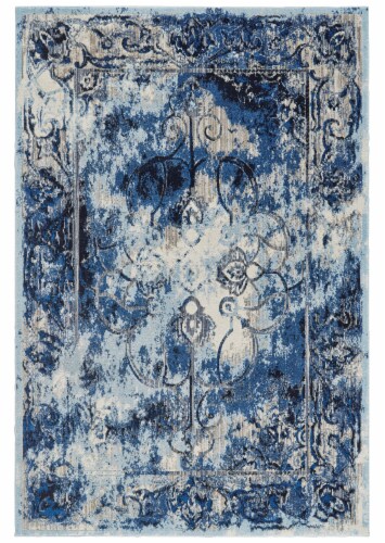 Feizy Rugs Milton Distressed Medallion Area Rug - Classic/Ice Blue Perspective: front
