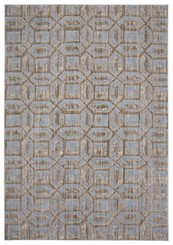 Fiezy Rugs Ice Blue/Taupe Milton Modern Metallic Geometric Accent Rug Perspective: front