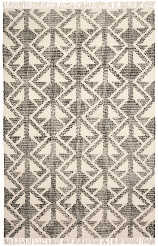 Feizy Rugs Savona Bohemian Geometric Flatweave Area Rug - Dark Gray/Ivory Perspective: front