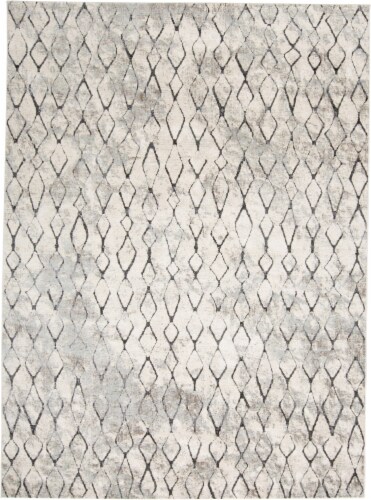 Feizy Kano Contemporary Distressed Area Rug - Ivory/Charcoal Perspective: front
