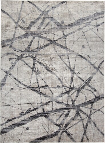 Feizy Rugs Kano Modern Abstract Area Rug - Warm Gray/Charcoal Perspective: front