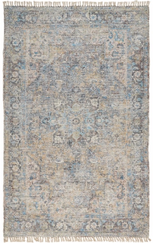 Feizy Rugs Caldwell Vintage Space Dyed Wool Area Rug - Blue/Light Gray Perspective: front