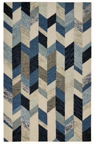 Feizy Rugs Arazad Tufted Graphic Chevron Area Rug - Cobalt Blue/Ivory Perspective: front
