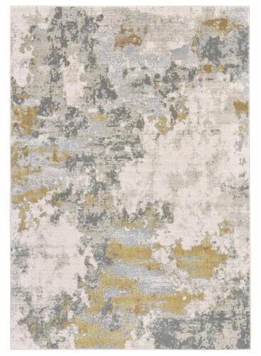 Feizy Rugs Waldor Metallic Abstract Area Rug - Golden Glow/Ivory Perspective: front