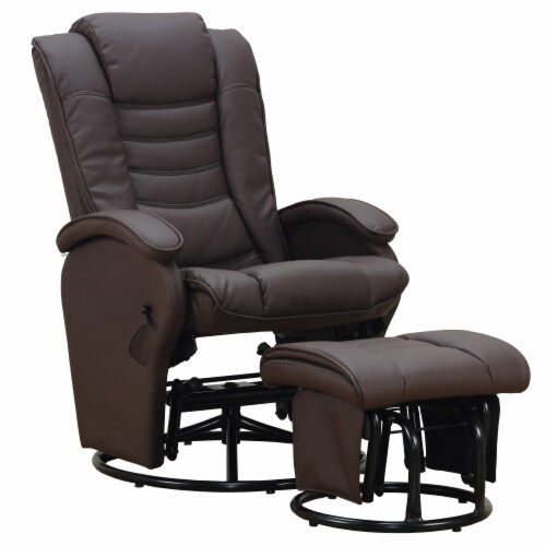 Dark Brown Espresso Faux Leather Swivel Reclining Chair With Ottoman 1 Gerbes Super Markets