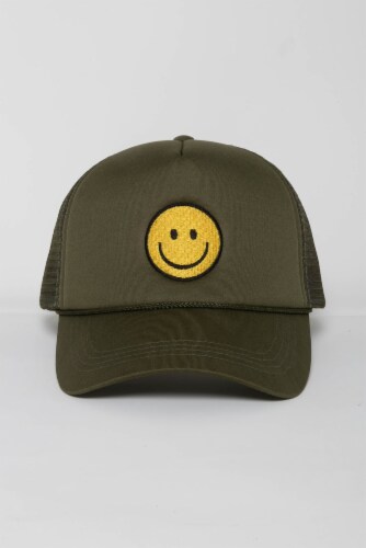 David & Young Smiley Face Trucker Hat Perspective: front