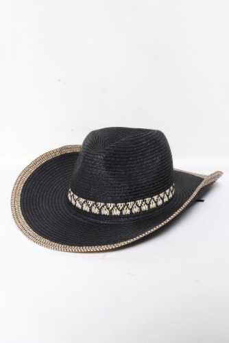 David & Young Straw Cowboy Hat- Black Perspective: front