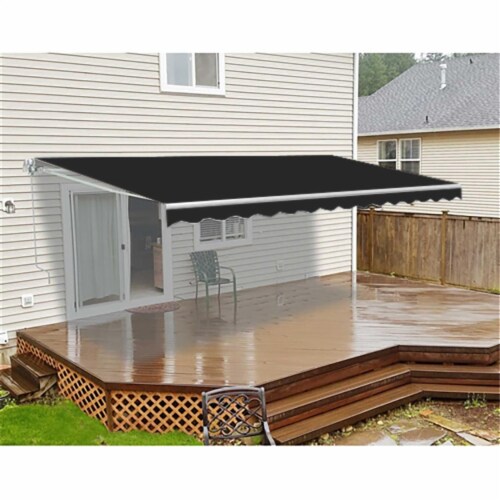 ALEKO AWM12X10BK81 Retractable Motorized 12' X 10' Patio Awning Black Perspective: front