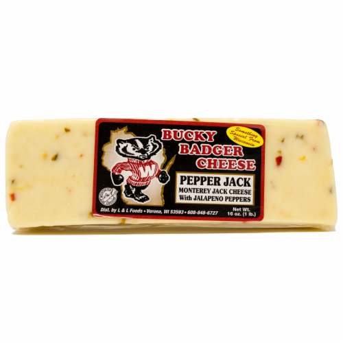 Bucky Badger Pepper Jack Block Cheese Perspective: front