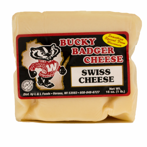 Bucky Badger Swiss Cheese Perspective: front