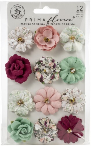 Prima Marketing Mulberry Paper Flowers-Turquoise/Pretty Mosaic Perspective: front