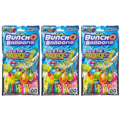 Water Balloon Rapid Fill & Tie 3pk 300ct Crazy Color Pool Party Battle Fun Zuru Perspective: front