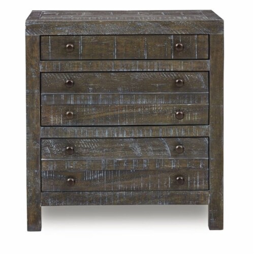 Modus Townsend 3 Drawer Solid Wood Nighstand in Gunmetal Perspective: front