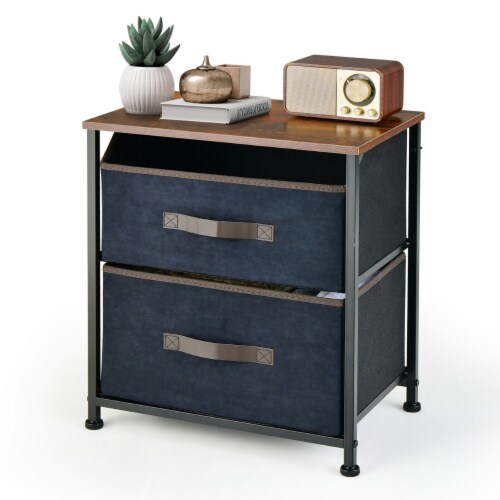 Nightstand End Side Table Dresser with 2 Pull out Fabric Drawers for Bedroom 1 unit Harris Teeter