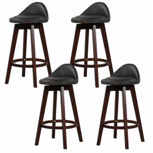 Set of 4 Swivel Bar Stools 29 Bar Height Stools w PVC Leather