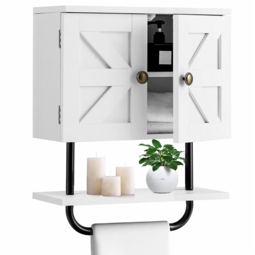 Bathroom storage cabinet with towel bar best sale