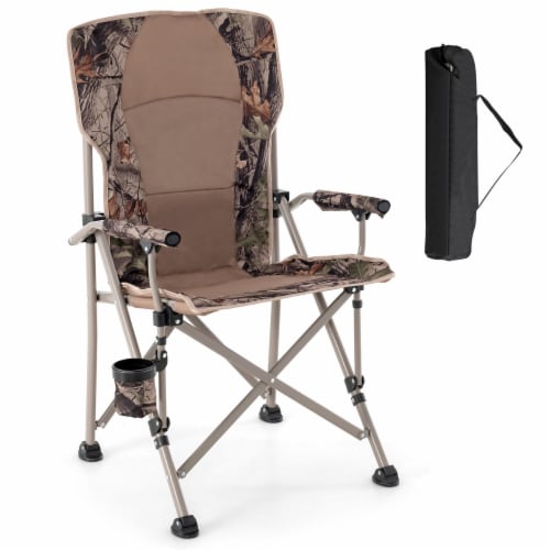 Portable Folding Arm Chair Heavy Duty 400 lbs with Cup Holder for