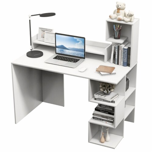 48 Modern Computer Desk Home Office Workstation w Hutch