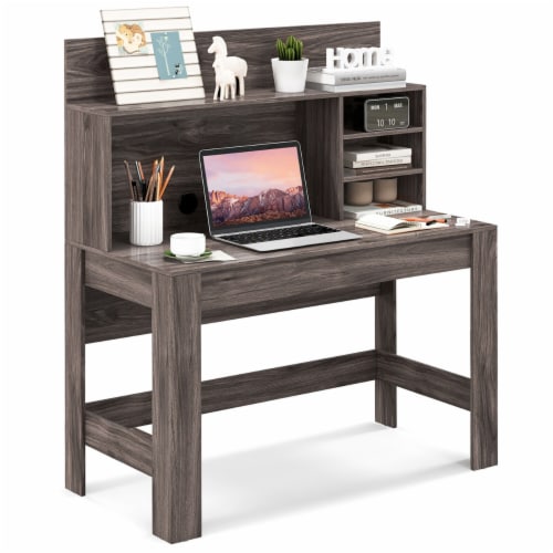 Home computer desk clearance with hutch