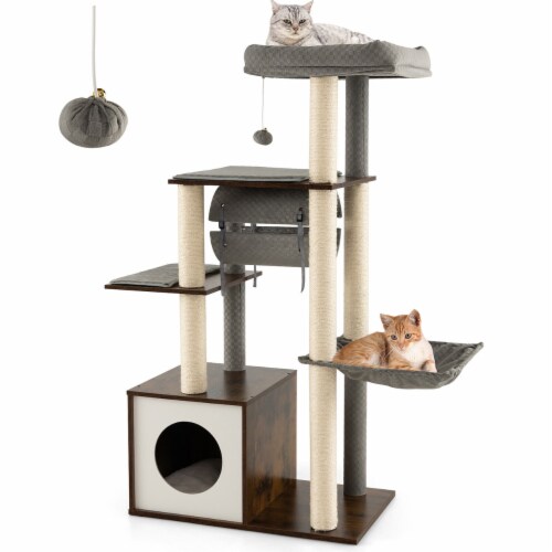 Cat Tree Tower Multi level Activity Center Furniture w Condo Swing Tunnel Grey 1 unit Jay C Food Stores