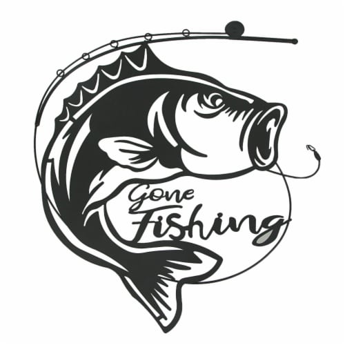 19 Inch Laser Cut Metal Bass Gone Fishing Sign Home Decor Vintage Wall Art  - Gone Fishing, 19.25 Inch - Smith's Food and Drug