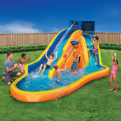 BANZAI Inflatable Water Slide Park Huge Kids Pool 14 by 8 Blower Included 1 unit King Soopers