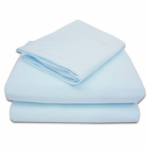 American Baby  3 Piece Cotton Jersey Knit Toddler Bedding Sheet Set - Blue Perspective: front