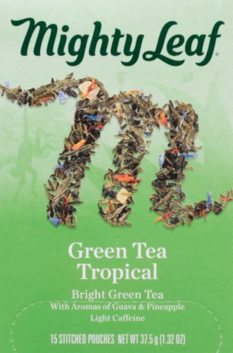 Mighty Leaf® Green Tea Tropical Stitched Pouches Perspective: front